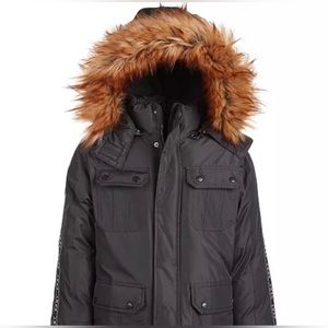 DKNY Boys Faux-Fur-Trim Parka